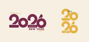 Thiết kế chữ 2026 Happy New Year hiện đại File Vector