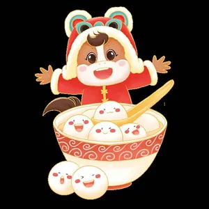 File Psd -  Ngựa hoạt hình ăn chè trôi nước Tết.