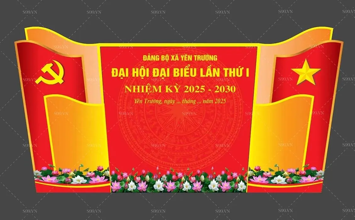 File Corel phông nền Đại hội Đại biểu Đảng bộ xã Yên Trường lần thứ I nhiệm kỳ 2025 – 2030