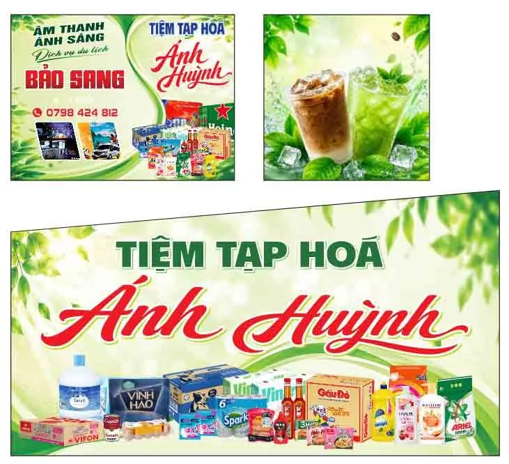 Mẫu Bảng Hiệu Tạp Hóa 'Tiệm Tạp Hóa Anh Huỳnh' CDR Vector