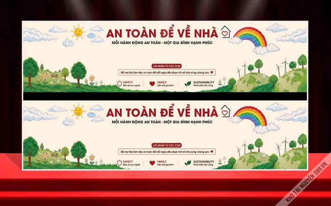 Mẫu băng rôn tuyên truyền an toàn lao động an toàn để về nhà File Corel