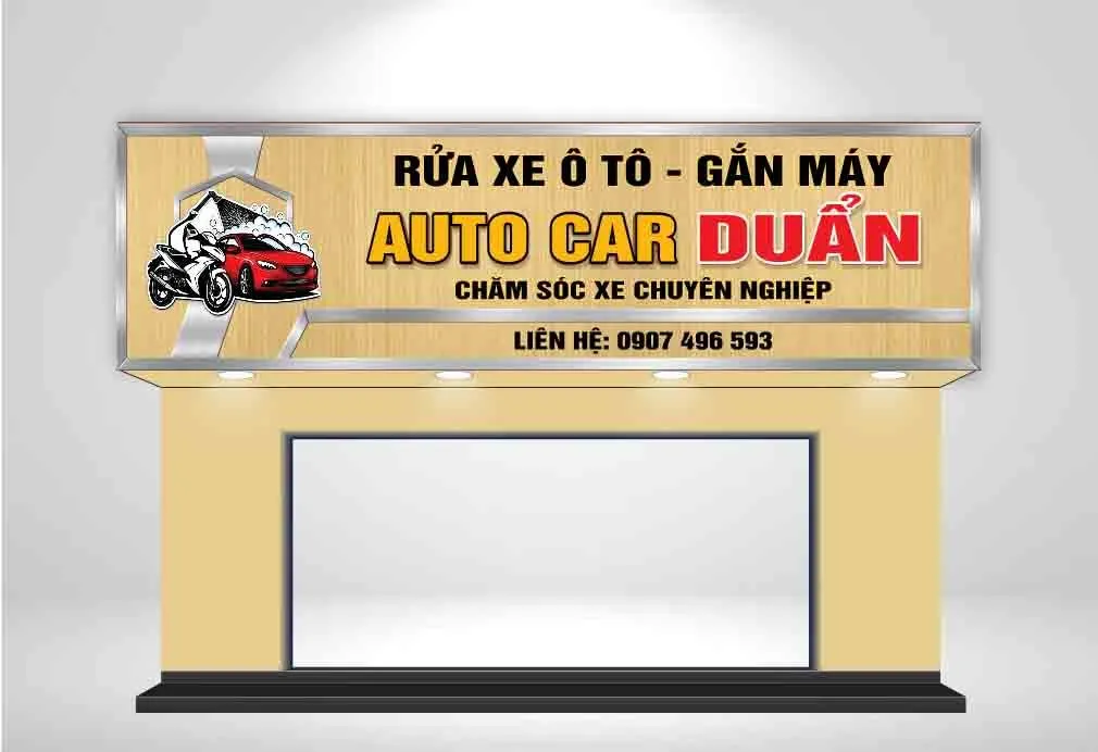 Biển Hiệu Rửa Xe Ô Tô - Gắn Máy Vector CDR - Thiết Kế Chuyên Nghiệp
