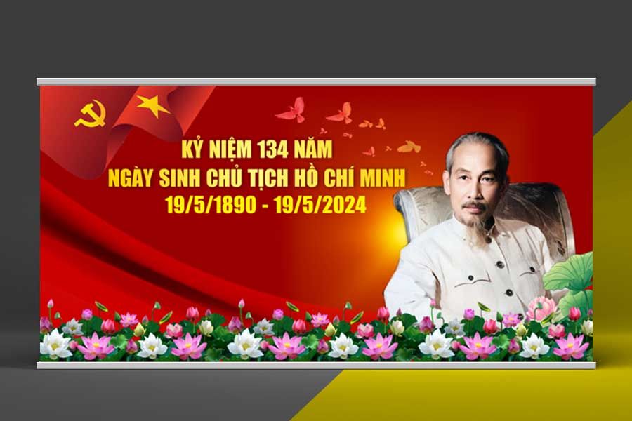 Backdrop kỷ niệm ngày sinh nhật Bác Hồ 19 tháng 5 file corel chất lượng cao - Mẫu số 7