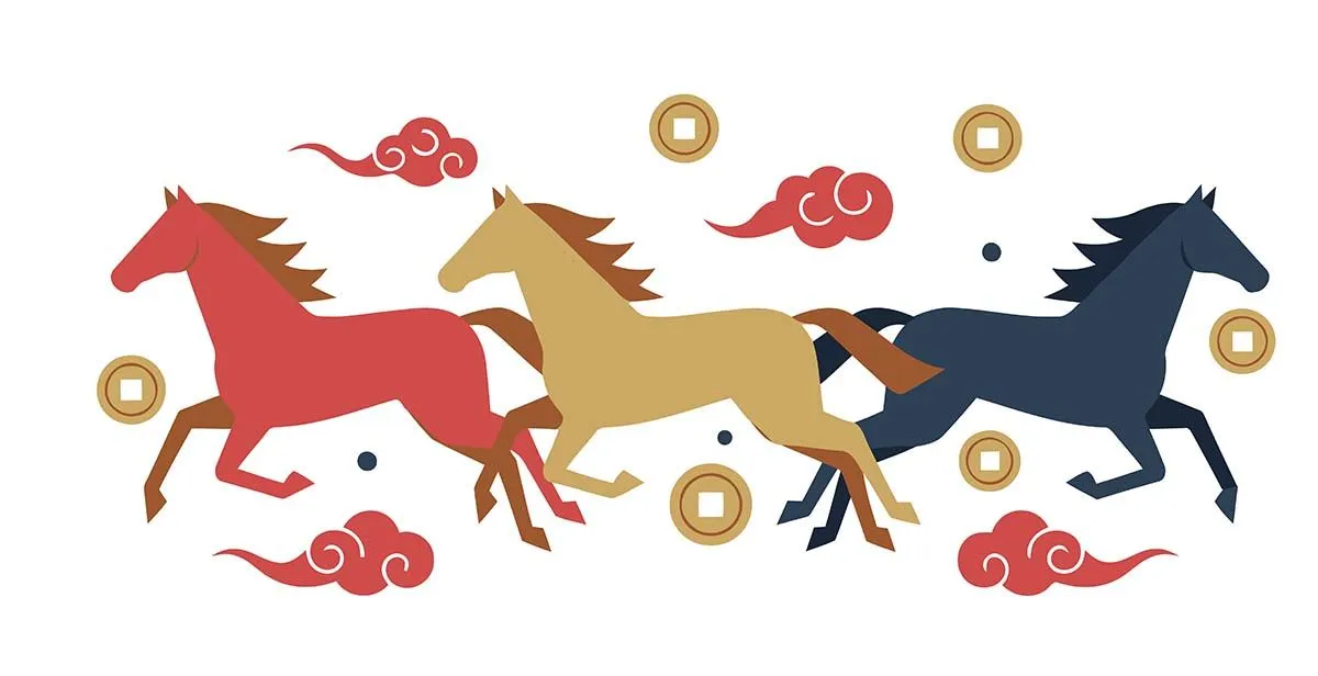 Vector Ngựa Tết Nguyên Đán - Phong Cách Minh Họa Hiện Đại