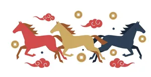 Vector Ngựa Tết Nguyên Đán - Phong Cách Minh Họa Hiện Đại