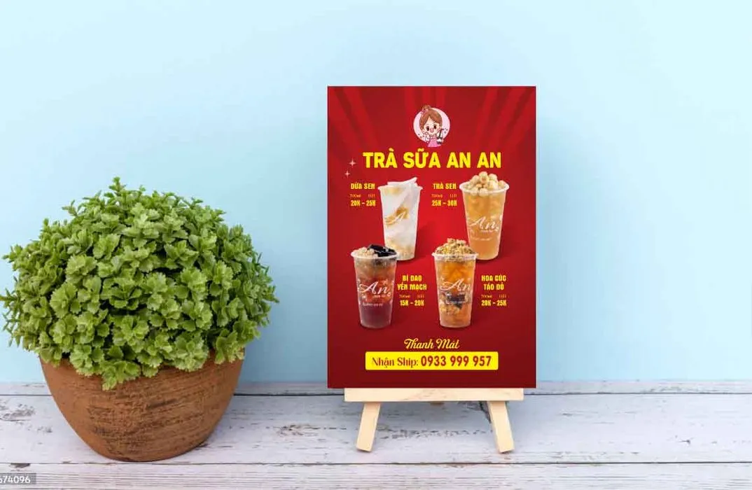 Menu Trà Sữa An An - Thiết Kế Chuyên Nghiệp Dễ Chỉnh Sửa