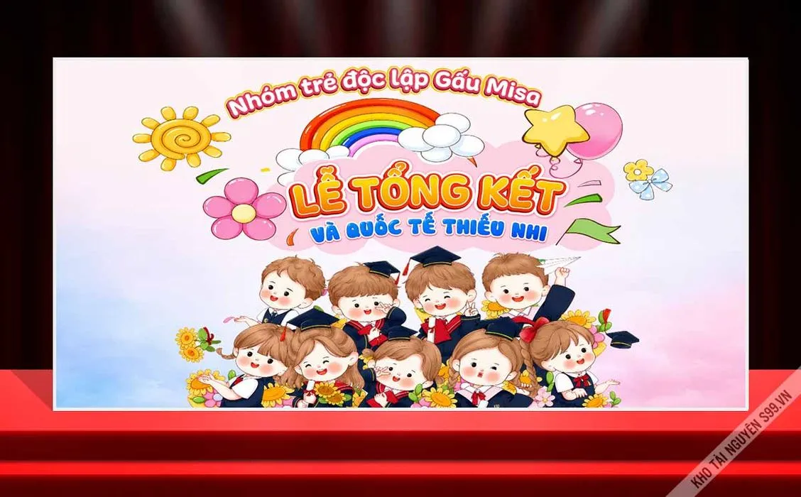 Backdrop Lễ Tổng Kết và Quốc Tế Thiếu Nhi Đáng Yêu (CDR)