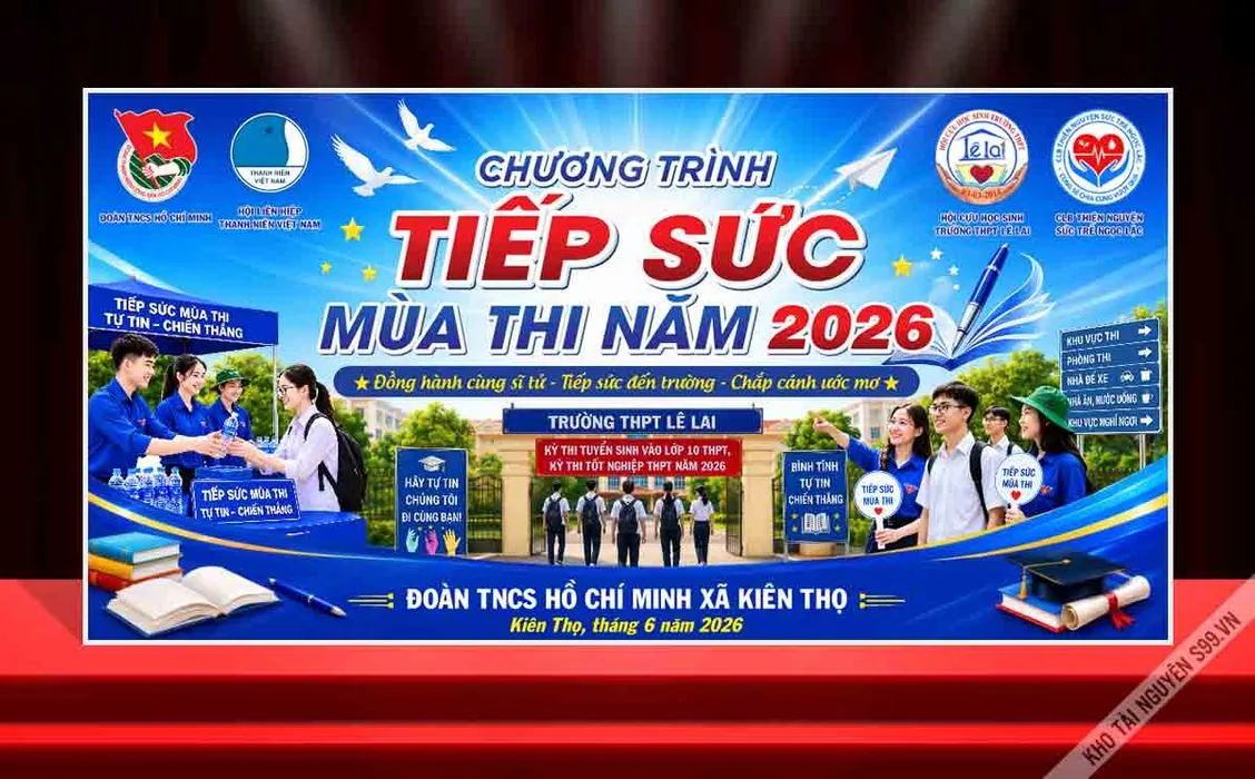 Backdrop Tiếp Sức Mùa Thi 2026 – File CDR Sẵn Sàng In Ấn