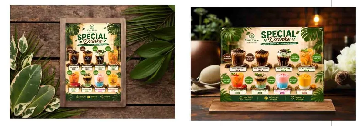 File Corel - Mẫu thiết kế menu đồ uống đặc biệt quán cà phê Must Hanoi