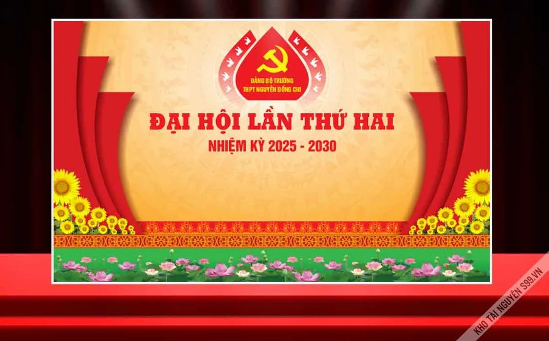Phông sân khấu đại hội Đảng bộ  lần thứ hai nhiệm kỳ 2025 -2030  File Corel