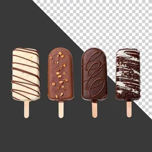 Cây kem que phủ socola các loại PNG