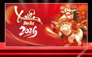 Backdrop Xuân Bính Ngọ 2026 Ngựa Trắng Múa Lửa - File corel