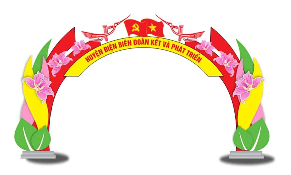 Cổng chào huyện Điện Biên đoàn kết và phát triển  File Corel