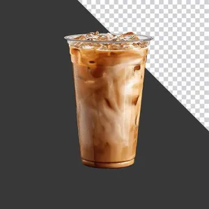 Hình ảnh cà phê sữa đá trong ly nhựa file PNG không nền