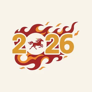 File vector lịch 2026 ngựa chạy nền lửa đỏ vàng hiện đại
