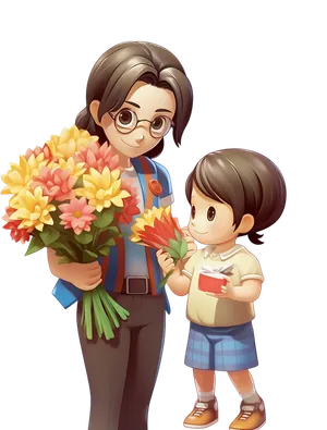 Hình ảnh học sinh tặng hoa cô giáo File PNG
