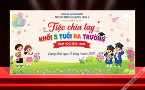 Backdrop Tiệc Chia Tay Mầm Non Khối 5 Tuổi CDR - Thiết Kế Sẵn Đẹp