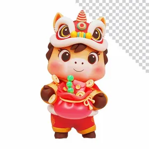 Linh vật Ngựa chúc tết bê túi tiền tài lộc.PSD