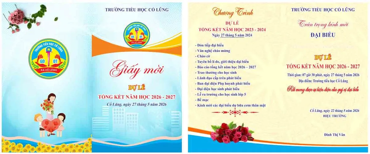 Mẫu Giấy Mời Bế Giảng Năm Học Tiểu Học Cô Lùng (CDR)