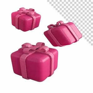 Ba hộp quà hồng xinh xắn File PNG 3D
