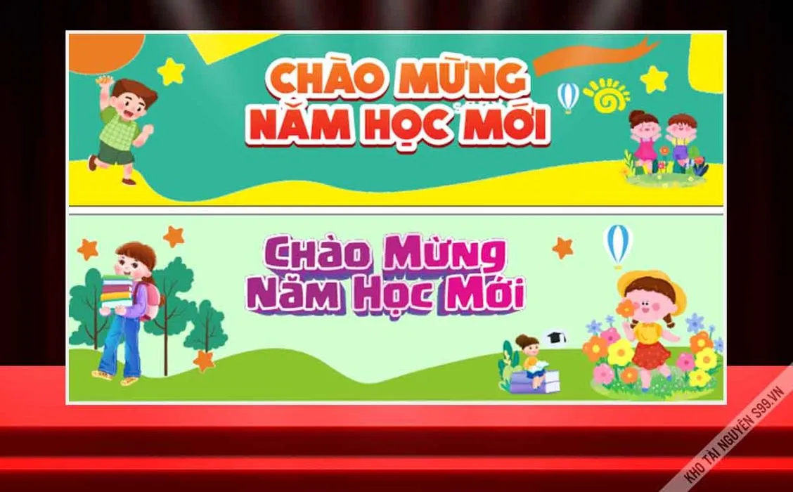 Banner chào mừng năm học mới dễ thương File Corel