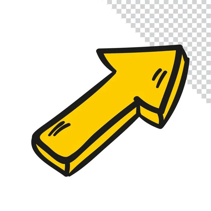 Mũi tên mầu vàng vẽ tay File PNG