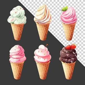 Bộ Sưu Tập Kem Ốc Quế Đầy Màu Sắc - File PNG Chất Lượng Cao