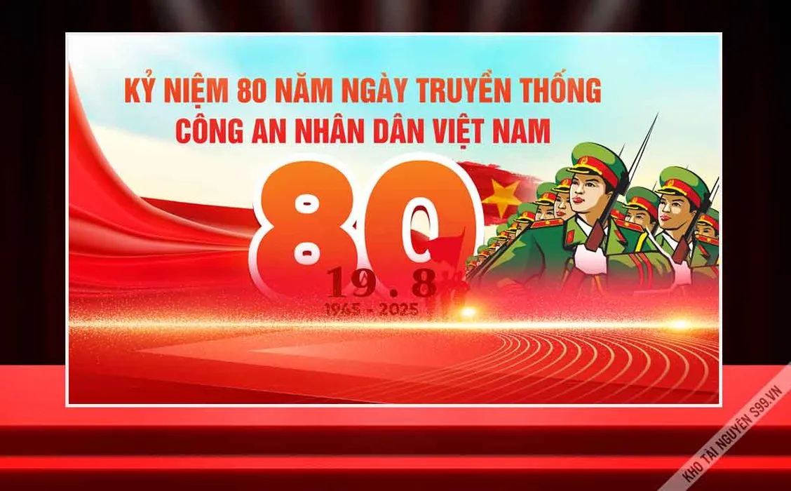 File Corel phông nền Vinh Quang 80 Năm – Kỷ niệm Ngày Truyền Thống Công An Nhân Dân Việt Nam