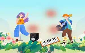 Background Âm Nhạc Minh Họa Ca Sĩ Guitar Vector File Corel Đẹp