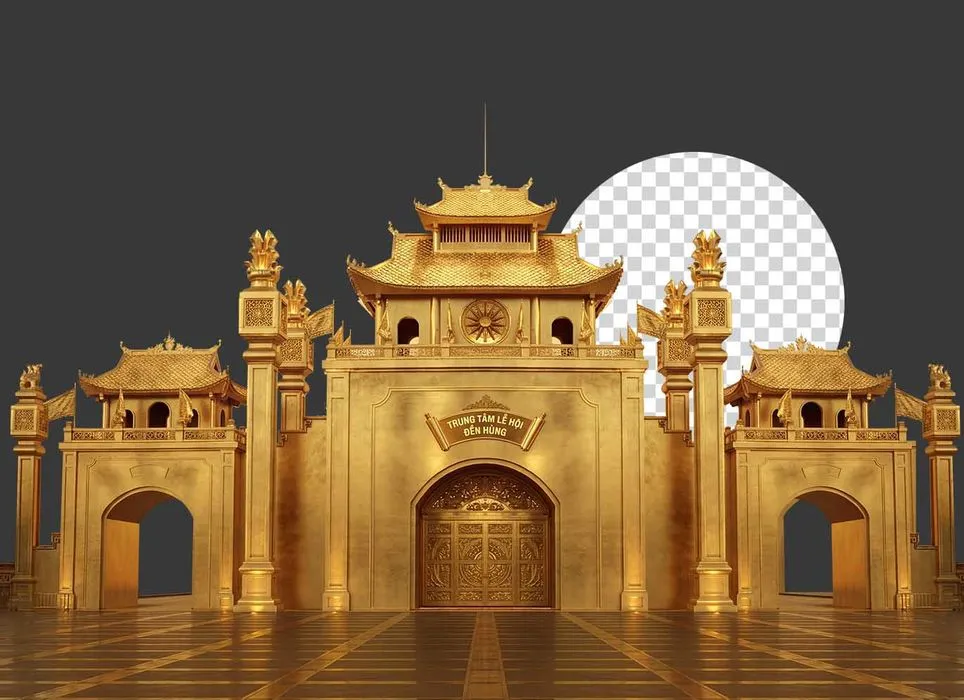 Cổng đền thơ vua hùng tại Phú Thọ file PNG chất lượng cao
