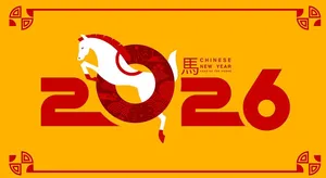Thiệp Chúc Mừng Năm Mới 2026 Ngựa Trắng Đỏ
