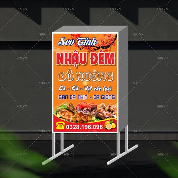 Mẫu biển vẫy, biển hộp quán nhậu đêm đồ nướng - file corel