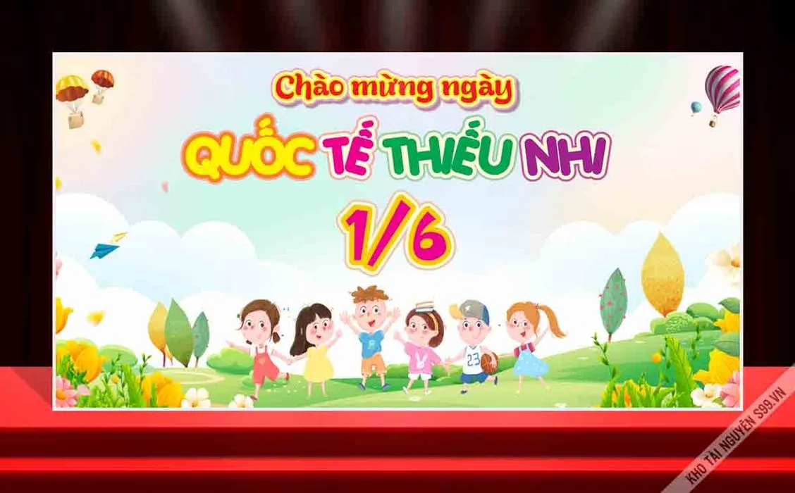 Backdrop Quốc Tế Thiếu Nhi 1/6 Vector CDR Đáng Yêu