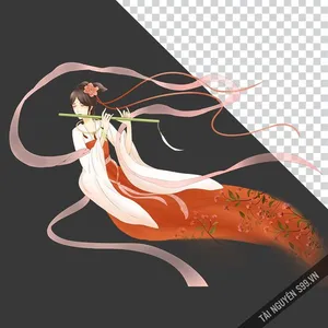 Chị Hằng PNG áo hồng cam truyền thống - Hình minh họa Trung Thu