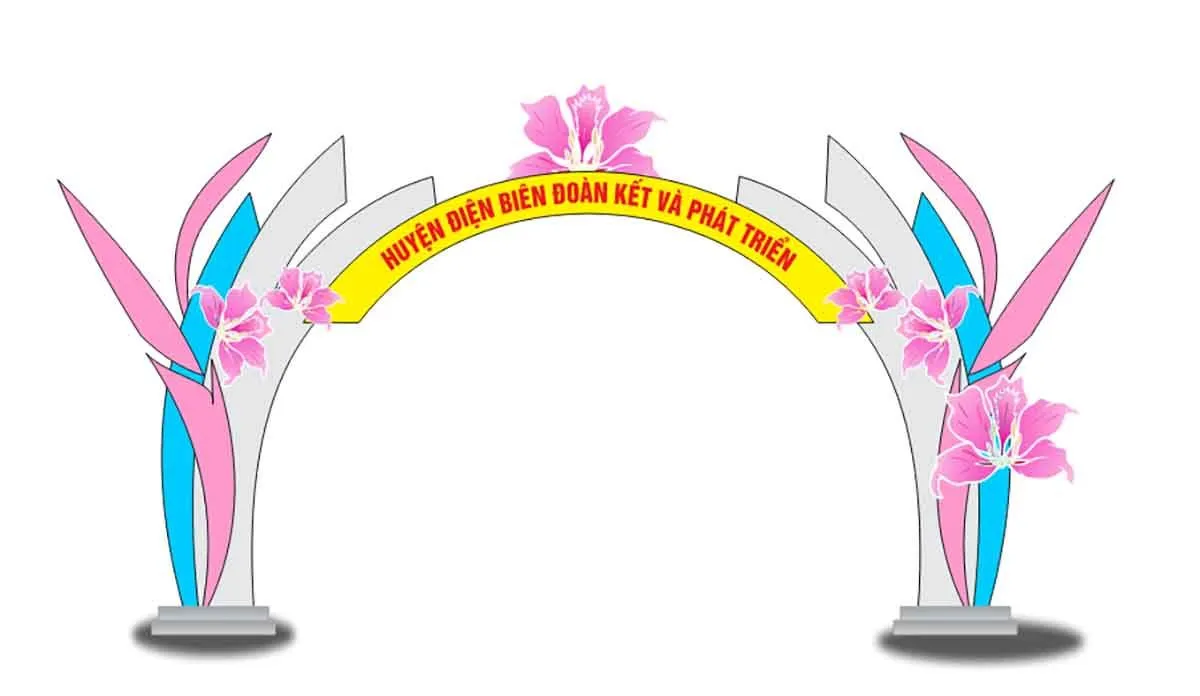 Cổng chào huyện Điện Biên đoàn kết và phát triển  File Corel