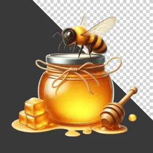 Hũ mật ong và con ong chăm chỉ - File PNG