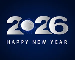Thiết kế số 2026 Happy New Year ánh bạc – File vector AI, EPS