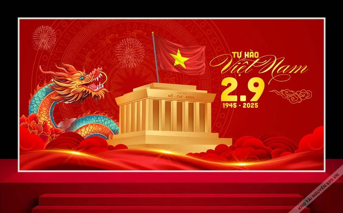 Mẫu Backdrop Quốc Khánh ngày mùng 2 tháng 9 file corel