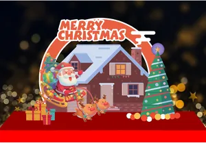 File Corel Background Giáng Sinh Ông Già Noel Cưỡi Tuần Lộc Và Ngôi Nhà