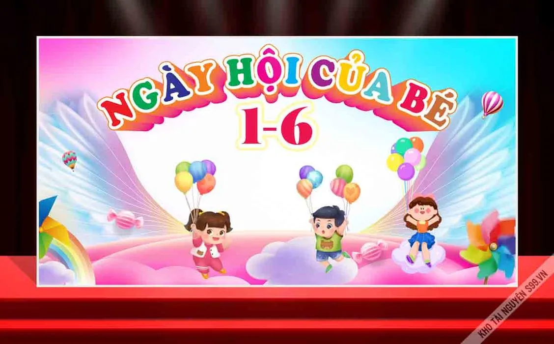 Backdrop Thiếu Nhi 1-6 Ngày Hội Của Bé – CDR Sắc Màu Vui Tươi