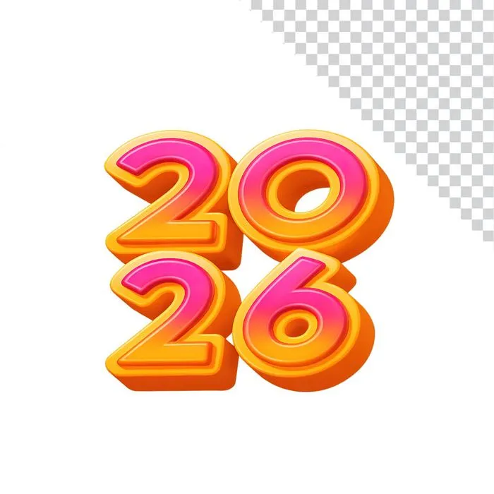 Số 2026 nổi 3D cam hồng
