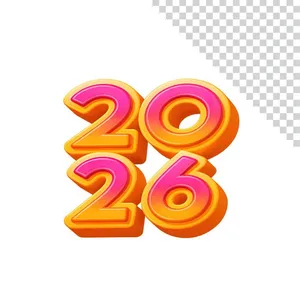 Số 2026 nổi 3D cam hồng