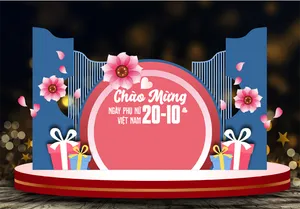 File corel Mẫu sân khấu Chào Mừng Ngày Phụ Nữ Việt Nam 20/ 10 hoa đào quà tặng 