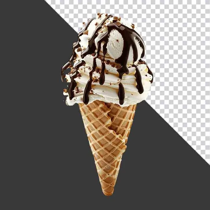 Kem Ốc Quế Vanilla Sốt Socola Hấp Dẫn - PNG Nền Trong Suốt