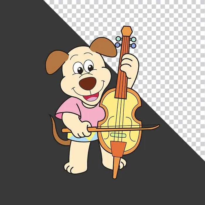 Chó Hoạt Hình Chơi Đàn Cello - Hình Ảnh PNG Dễ Thương Cho Thiết Kế