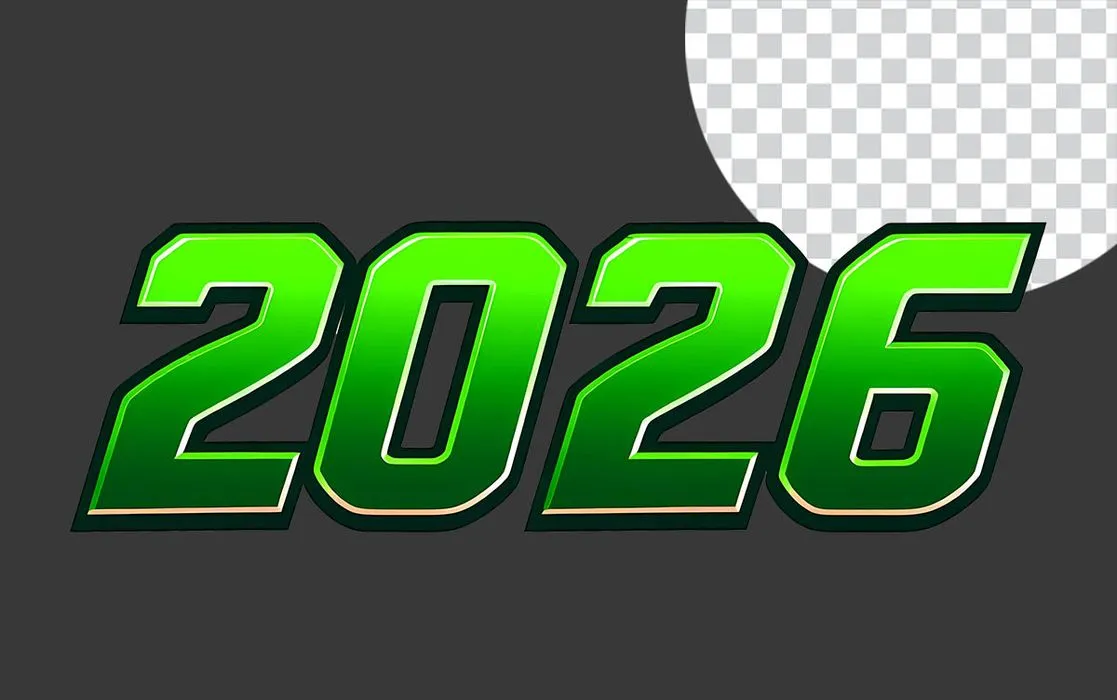 File PNG Số 2026 mầu xanh nổi bật phong cách hiện đại 