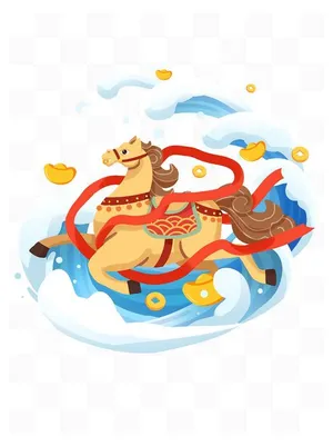 Minh Họa Ngựa Vàng May Mắn Đang Chạy – File PSD Đa Lớp Chất Lượng Cao