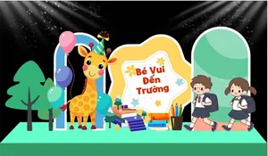 Phông sân khấu bé vui đến trường File Corel