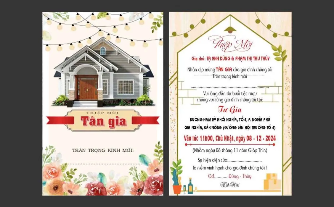 Mẫu thiệp mời mừng tân gia sang trọng file corel