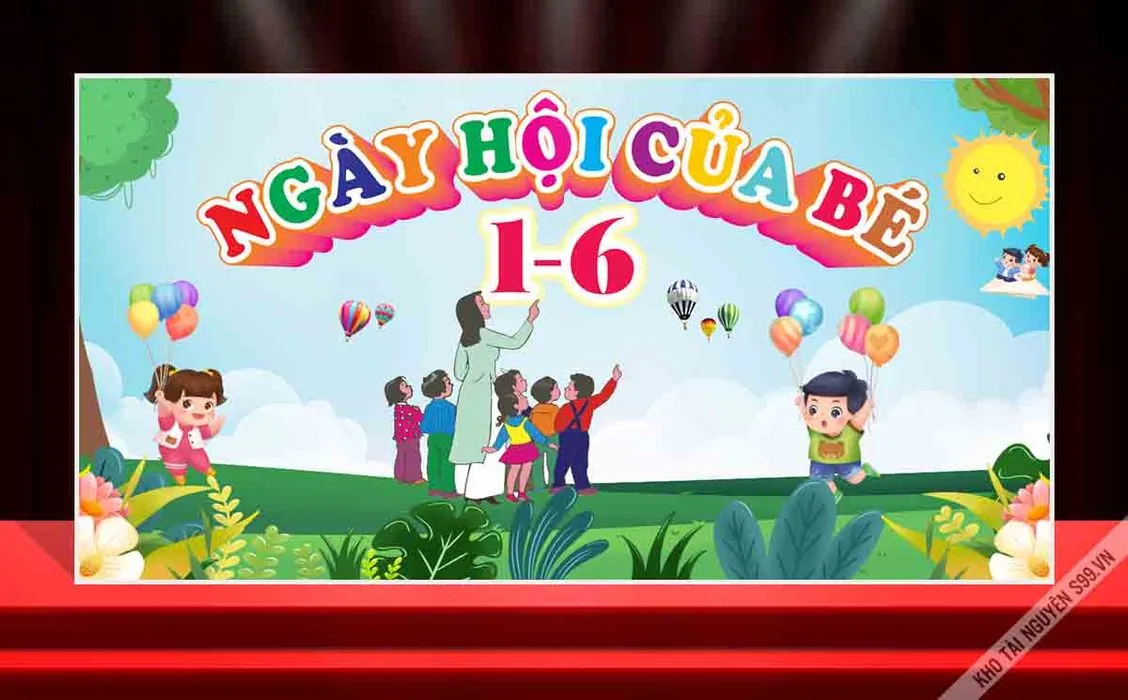 Backdrop Ngày Hội Của Bé 1/6 Vector CDR Đẹp Mắt, Dễ Chỉnh Sửa